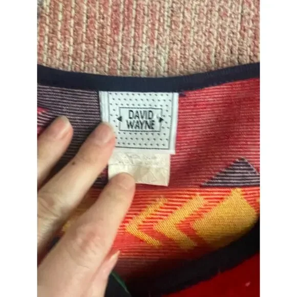 David Wayne Fleece Jacket Blanket Southwestern Print Medium Vintage 90’s - Picture 2 of 4